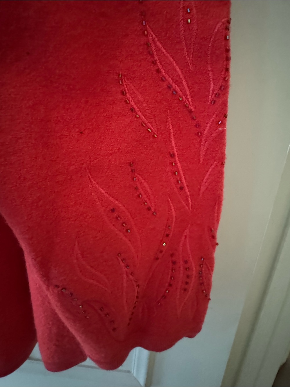 Victor Costa Vibrant Red/Orange Embroidered Open-Front Cardigan Size 2x - Picture 4 of 5